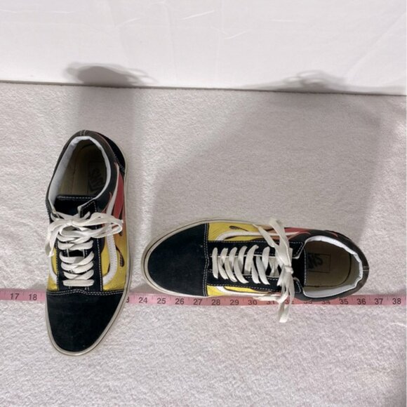 Vans Unisex Old Skool Low Top Lace Up Yellow Red Flame Skate Shoes 10.5 - Picture 12 of 12